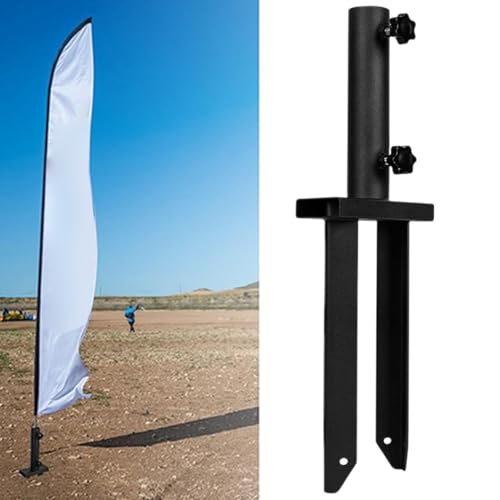 Support de mât métallique et porte-drapeau pour aménagement de jardin