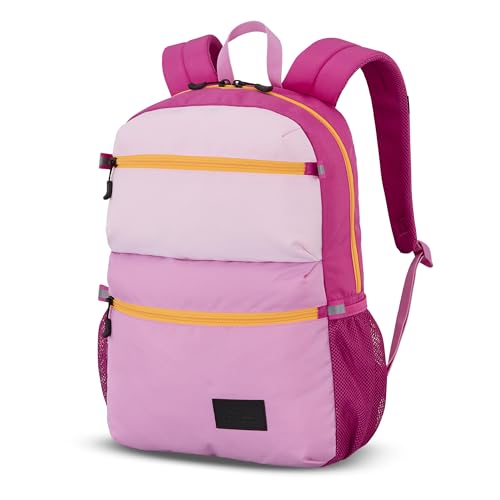 Image of High Sierra Everclass Backpack - Travel or Work Laptop Bookbag with 360 Reflectivity, Dual Water Bottle Pockets & Fits Laptops Up To 15.6 inch, One Size, PINK COLORBLOCK