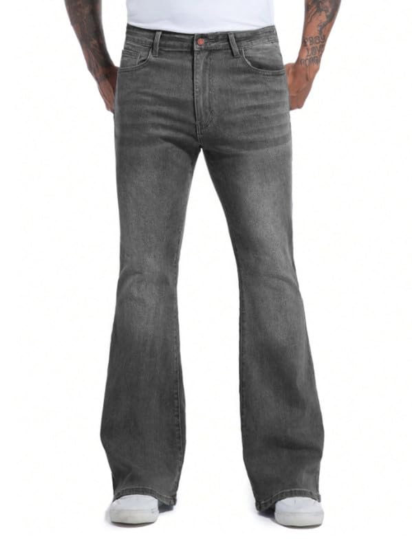 Image of Ben Martin Men's Bootcut Bell Bottom Jeans || Flared Denim Jean for Men || Stretchable Mid Rise Cotton Pants || Retro Style Casual Wear Bootcut' Denim' Jeans;