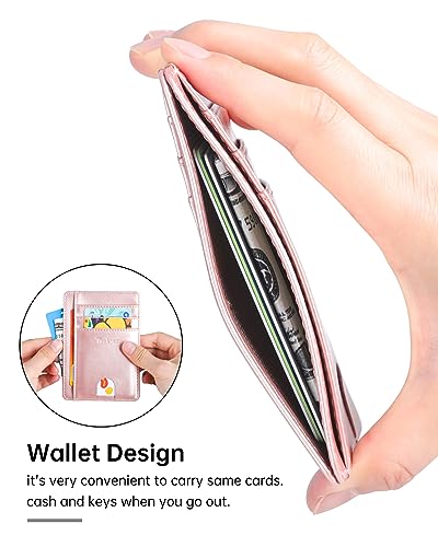 Image of Teskyer Slim Minimalist Wallet for Men, RFID Front Pocket Card Holder | Ultra Slim Front Pocket Design, 8 Card Slots, RFID Protection, Smooth Faux Leather for Everyday Carry