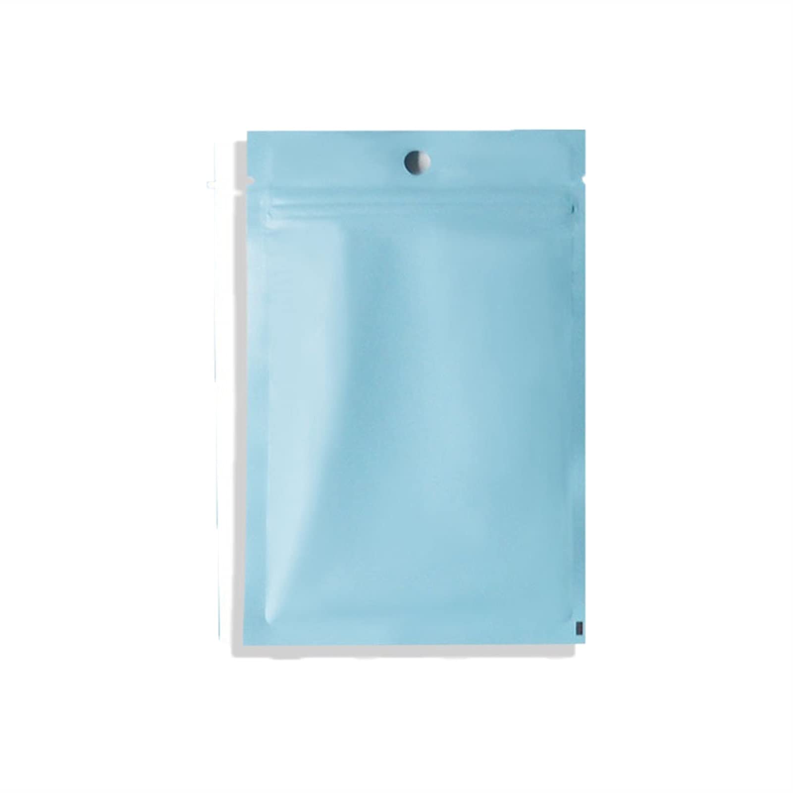 YIKXCF 100Pcs Matte Colored Zip Lock Reclosable Aluminized Plastic Foil Bag for Packaging Food Candy Accessories Ziplock Hang Hole Bag (Color : Matte Blue, Gift Bag Size : 8x12cm)
