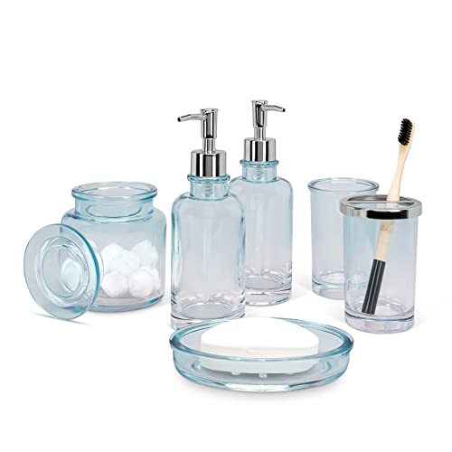 Black Friday - 80% OFF Real Simple Bathroom Accessory Set | Complete 6 Piece Bathroom Decor l Soap Dispenser, Cotton Ball Holder, Soap Dish, Toothbrush Holder & More (Blue) 40% Off Discount Real Simple Bathroom Accessory Set | Complete 6 Piece Bathroom Decor l Soap Dispenser, Cotton Ball Holder, Soap Dish, Toothbrush Holder & More (Blue)