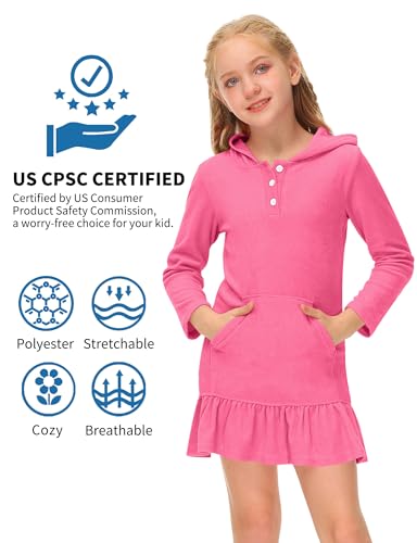 Image of BesserBay Girl's Ruffle Bathrobe Beach Button Down Hooded Terry Cover Ups 3-14 Years
