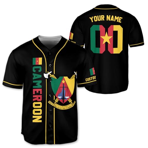 Camisa de béisbol personalizada para hombre, estilo Cameroon miniatura 1