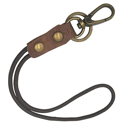HORUSING Wristlet Keychain-Vintage Leather Key Chain with Metal Lobster and Key Ring (9in)
