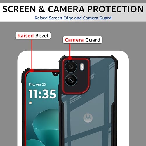 Image of CEDO Backcover for Motorola Moto G06 Power /Moto G06 | Camera Protection Shockproof Bumper-Edge | Acrylic Crystal Clear 360 Degree Protection TPU+PC | Transparent Eagle Back Case Cover (Black)