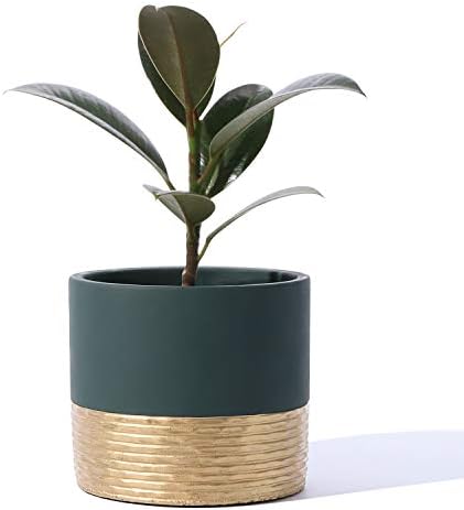 POTEY Cement Planter Pots for Plants Indoor - 5 Inch Indoor Concrete Plant Pot Bonsai Container with Drainage Hole for Modern Home Office Decor 055902, Plant NOT Included
