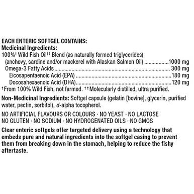 Kirkland Signature 100% Wild Fish Oil Blend With Wild Alaskan Salmon Oil 180 Epa 120 Dha 1000Mg - 360 Enteric Softgels #TOP3