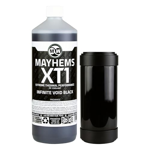 Mayhems - XT1 Premixed PC Coolant - Computer Water Cooling Fluid - Liquid Cooling, Thermal Performance Series, 1 Litre, Infinite Void Black