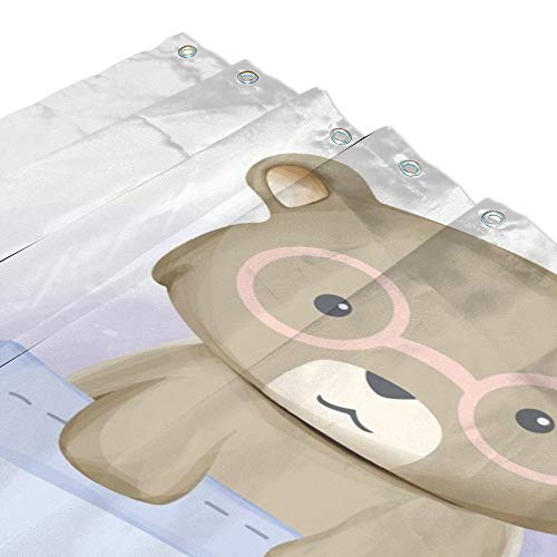 Rideau de douche ours en polyester 180x180 cm avec 12 crochets - 4