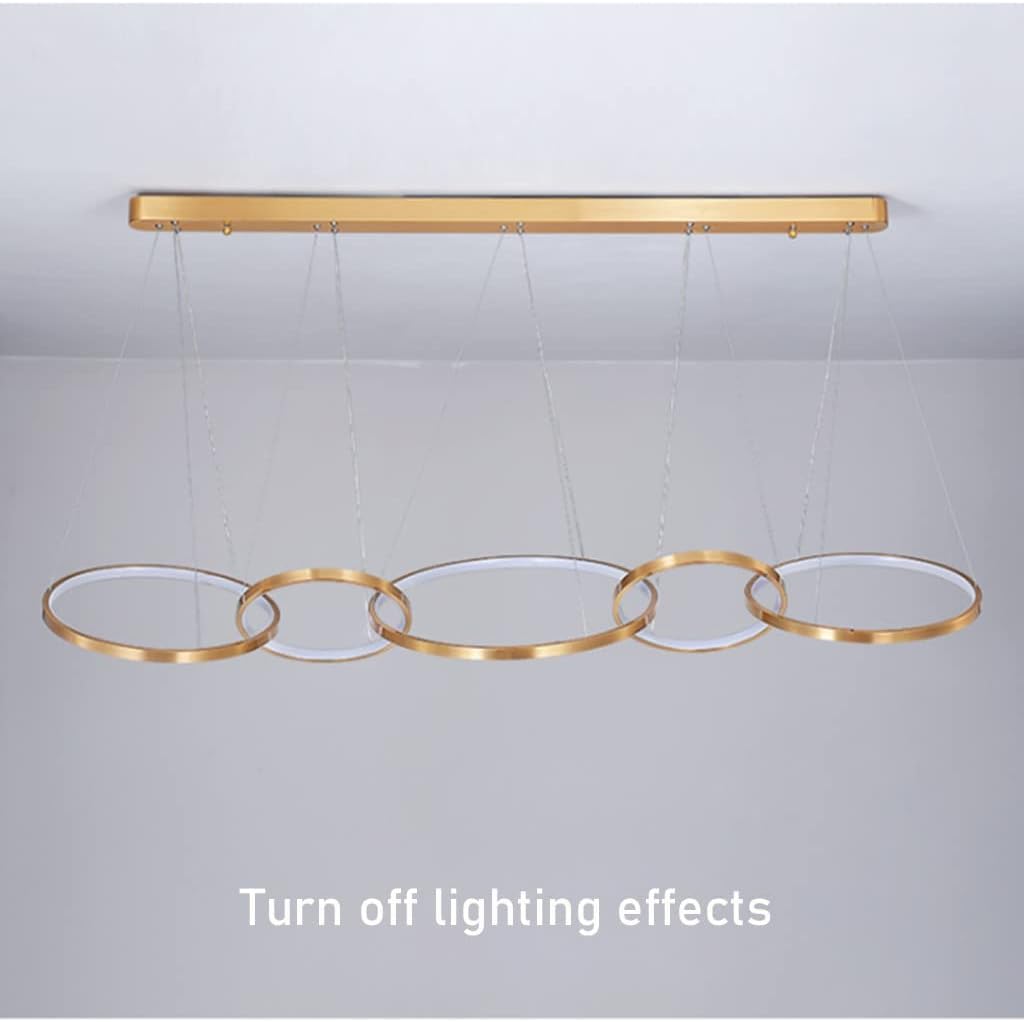 Lampada a sospensione Lampada a sospensione a LED Lampadario moderno per tavolo da pranzo Lampadario regolabile in altezza Lampada da soggiorno Dimmerabile con telecomando Anelli in alluminio Lampada