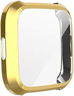 Hemobllo Compatible with Fitbit Versa Lite Watch Screen Protector Case, TPU Plating Lightweight Bumper Smartwatch Accessories Anti- Drop Scratch Resistant Cover (Golden)