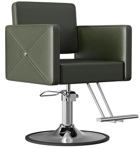 Image of LOUVIXA Barber Chairs for Hair Stylist, Height Adjustable Hydraulic Salon Chair, 360 Degrees Rotation, Multi-Function Shampoo Chair for Salon Home Barbershop (Green)
