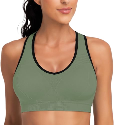 Image of Racerback Sports Bras for Women with Pads - High Impact Athletic Tank Tops for Yoga and Workout Brassieres Bra