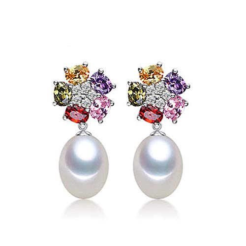 Boucles d'oreilles en perles d'eau douce naturelles et argent 925 fleur lumineuse