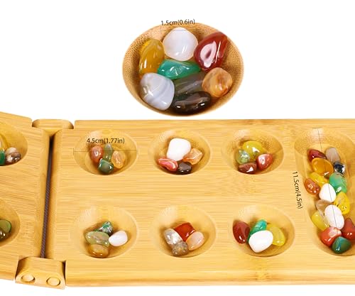 TOWO Mancala Kalaha juego de mesa de madera plegable miniatura 3