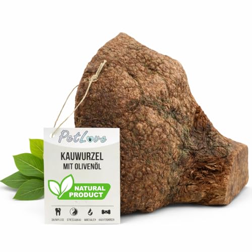 PetLove Kauwurzel für Hunde mit Olivenöl • 100% natürliches Kauholz • Kauknochen mit Mineralien • Kauspielzeug Hund • Größe: M (301-500g) • Für mittlere Hunde