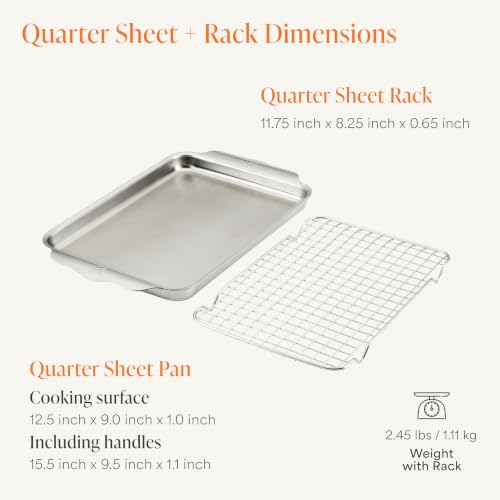 Image of Hestan Provisions OvenBond - 9 inch x 12.5 inch Tri-ply Clad Stainless Steel Quarter Sheet Pan with Rack