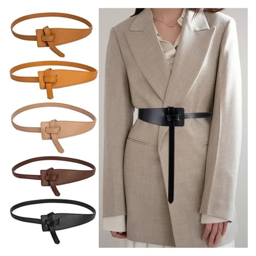 Women's Wide Leather Corset Belt Bowknot Leisure Belts For Ladies Wedding Dress Sweater Waistband 120cm For Jeans Pants Dress(Dark Brown)2