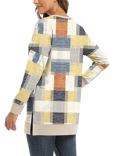 BETTE BOUTIK Women's Drop Long Sleeve Sweatshirts Casual Crewneck Tunic Tops Sweartshirts With Side Slits S-3XL