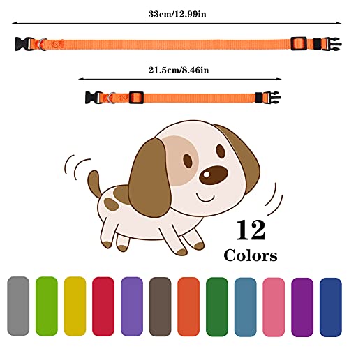Yorgewd 12 Pack Welpenhalsbänder, Verstellbare Hundesicherheits ID-Halsbänder für Welpen, kleine Hunde und Katzen (Multicolor, 21.5-33CM)
