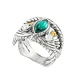 ring aragorn lord Matériau de qualité supérieure : cette bague en pierre précieuse pour homme est fabriquée en alliage de haute qualité, présente un savoir-faire exquis avec un travail en métal complexe, avec deux créatures mythiques flanquant une pierre précieuse verte vibrante, rétro et élégante, confortable à porter toute la journée. Il symbolise l'énergie, le courage et la persévérance, ce qui en fait un excellent ajout à toute seigneurie de la collection des amateurs de bague. Poids : 5,2 g.
