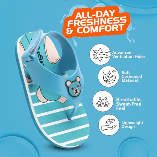 Image of Duosoft Kids Flip Flop Sandals with Bear Motif, Slippers for Baby Girl and Baby Boy, Indoor and Outdoor Slipper for Kids with Strap (K-402)