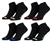 Produktbild Piarini 8 Paar kurze Socken Kurzsocken Quarter Socken für Damen Herren - dünn ohne Gummibund - schwarz mit Neonspitze 39-42