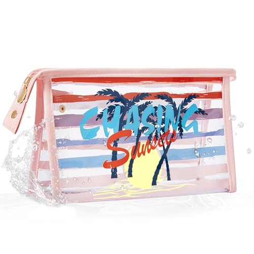 Image of COSHAYSOO Sunscreen Bag Clear Makeup Toiletry Pouch Beach Vacation Essentials for Women Teen Girls Trip Gifts Summer Pool Travel Must Have Accessories Waterproof Stuff