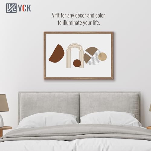 Image of VCK 27x40 Poster Frame Solid Wood walnut 3 Pack Picture Frames 27 x 40 Inches with Wall Mounting Hanging