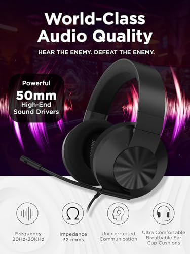Image of Lenovo H210 Wired Gaming Headset - 3.5mm Connection, Flip-to-Mute Noise-Cancelling Microphone, Breathable Ear Cups - Black