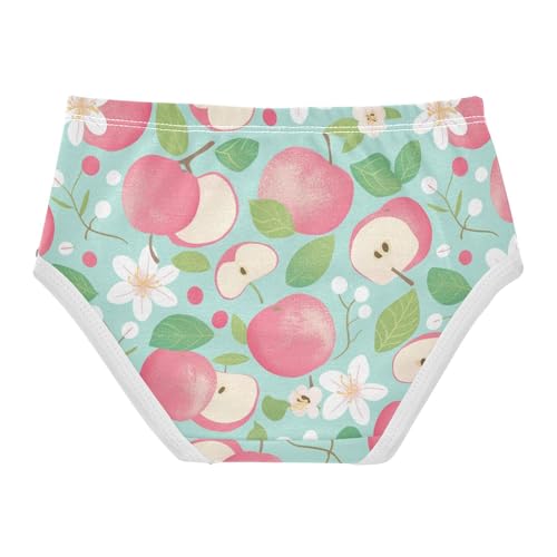 Wusikd Apples Girls' Underwear Cotton White Flower Girls Briefs Soft Toddler Underwear 2T2