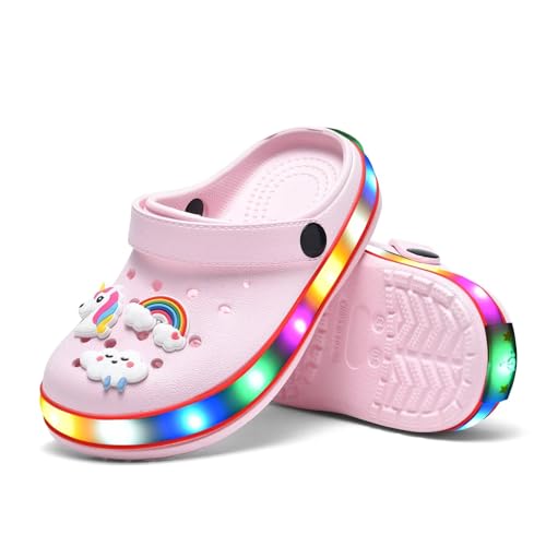 Image of XPKWS Toddler Kids Clogs Boys Girls LED Garden Shoes Light up Sandals Slip on Quick Dry Beach Slippers