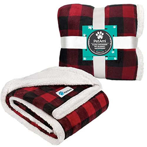Petami Dog Blanket, Sherpa Dog Blanket | Plush, Reversible, Warm Pet Blanket For Dog Bed, Couch, Sofa, Car (Checker Red, 60X40 Inches) #TOP6