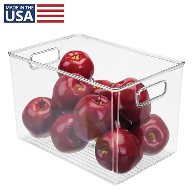 iDesign Linus BPA-Free Plastic Deep Kitchen Storage Bin with Handles - 12 x 8 x 7.75, Clear
