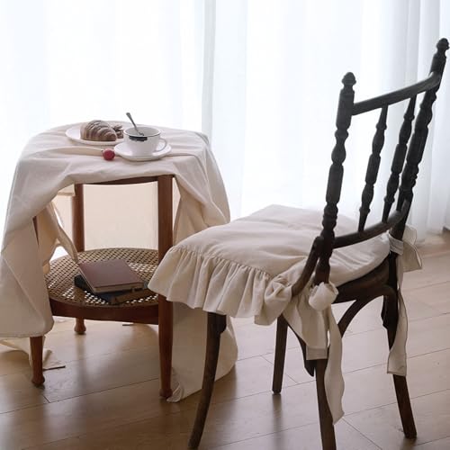 Almohada de silla francesa de algodón con volantes y lazos de alta costura 7