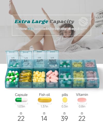 Image of Extra Large Weekly Pill Organizers pillcase pilboxes (Dusty Blue)