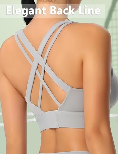 Image of Sports Bras for Women High Support, High Impact Push Up Criss Cross Back Padded Strappy Workout Running