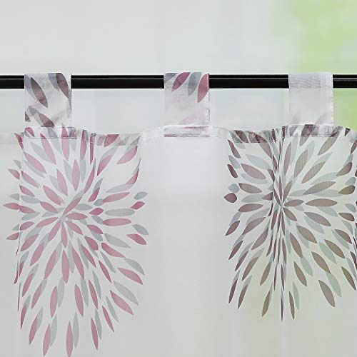 ESLIR Window Curtain Modern Bistro Curtain Kitchen Curtains Transparent Curtains with Loops Short Curtain Voile Circle Pattern Pack of 1 - Image 3