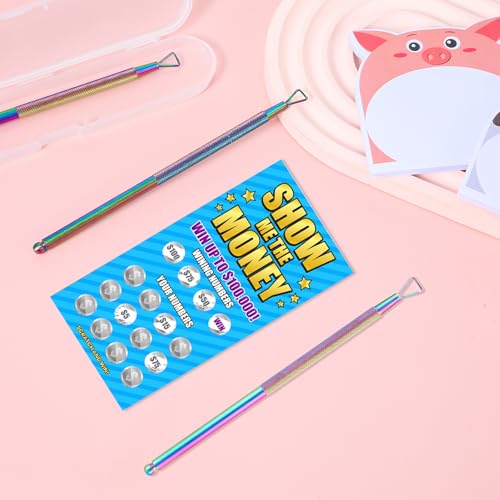 Image of Ymapinc 3Pcs Lottery Ticket Scratcher Tool, Metal Lotto Ticket Scratcher, Scratching Aid for Lottery Enthusiasts,Stainless Steel,Rainbow Finish,Portable and Easy to Use