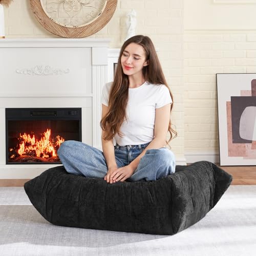 Image of HABUTWAY Bean Bag Ottoman,Memory Foam Foot Rest,Ottoman,Black