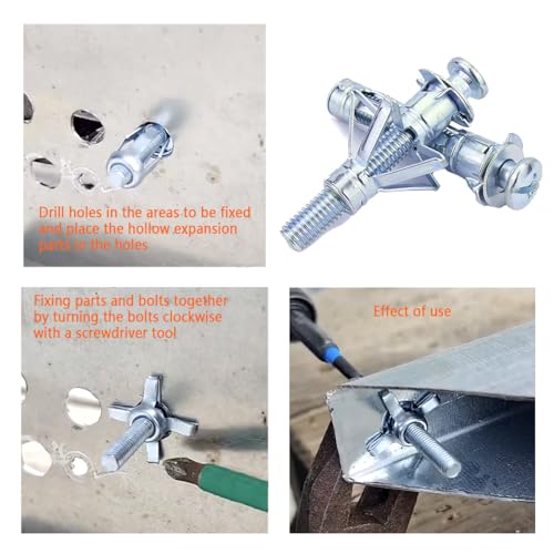 Lemiyoo 36 Sets Hollow Wall Fixings Anchor,Plasterboard Fixings Heavy Duty Screws Assorted,Cavity Rawl Plugs for Plasterboard,Drywall, Brick,Wood Doors,Thin Metal,Concrete,Masonry - Image 4