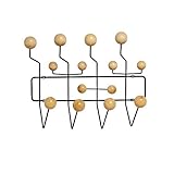 Mod Made Mid Century Modern Bubble Wall Mounted Coat Rack, Wood Color Ball Black Frame