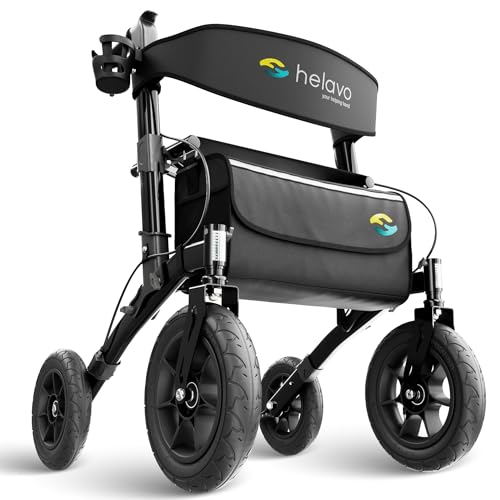 Image of Helavo All Terrain Walker, 12 inch Pneumatic Tires, Outdoor Rollator Walker