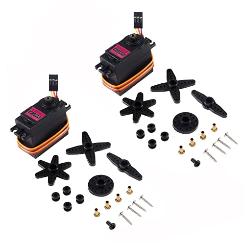 AEDIKO 2pcs MG996R Servo Motor Control 180 Angle Metal Gear Servo Digital High Speed Torque Servo Motor for Smart Car Robot Boat RC Helicopter