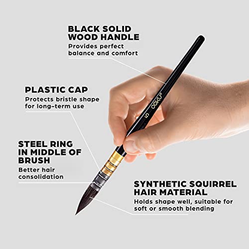 7Pcs Paint Brush Set, Ooku Synthetic Squirrel Hair Watercolor Brushes|Travel Watercolor Brushes Shape With Flat, Rigger, Pointed Oval, Round, Cat Tongue Paint Brushes For Gouache, Oil Acrylic Painting #TOP2