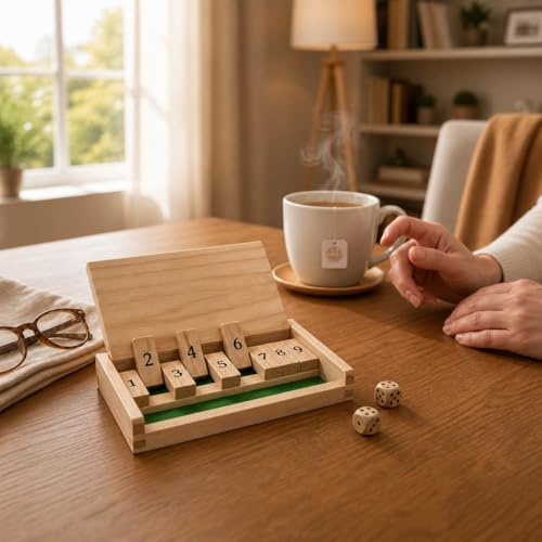 Compact travel wooden shut-the-box miniatura 6