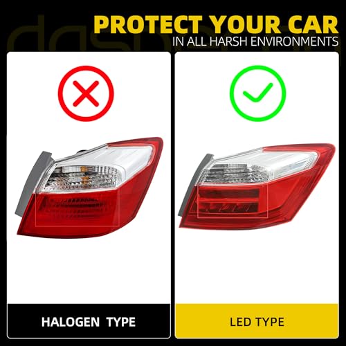Image of Dasbecan LED Tail Light Assembly Compatible with 2013-2015 Honda Accord Sedan EX-L Touring Rear Lamp Taillight Right Passenger Side Replace# 33500T2AA12