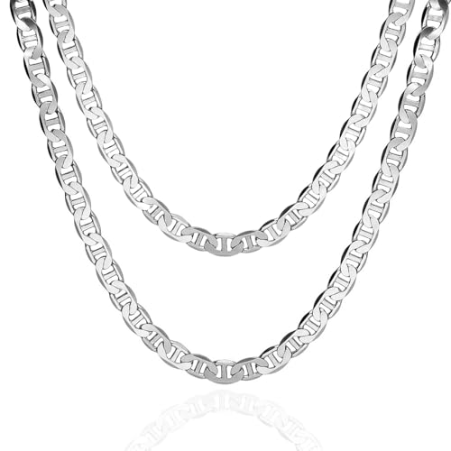 STERLL Collana Uomo 925 Argento Massiccio 50cm Design A Maglie