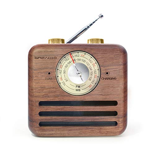 Retro Speaker Radios, Wireless Bluetooth Speaker with Wood FM/WB NOAA Weather Radio, Natural